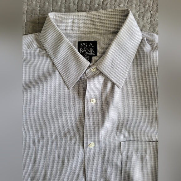 jos a bank Dress shirt long sleeve 16.5 34 gray Plaid - Picture 1 of 3